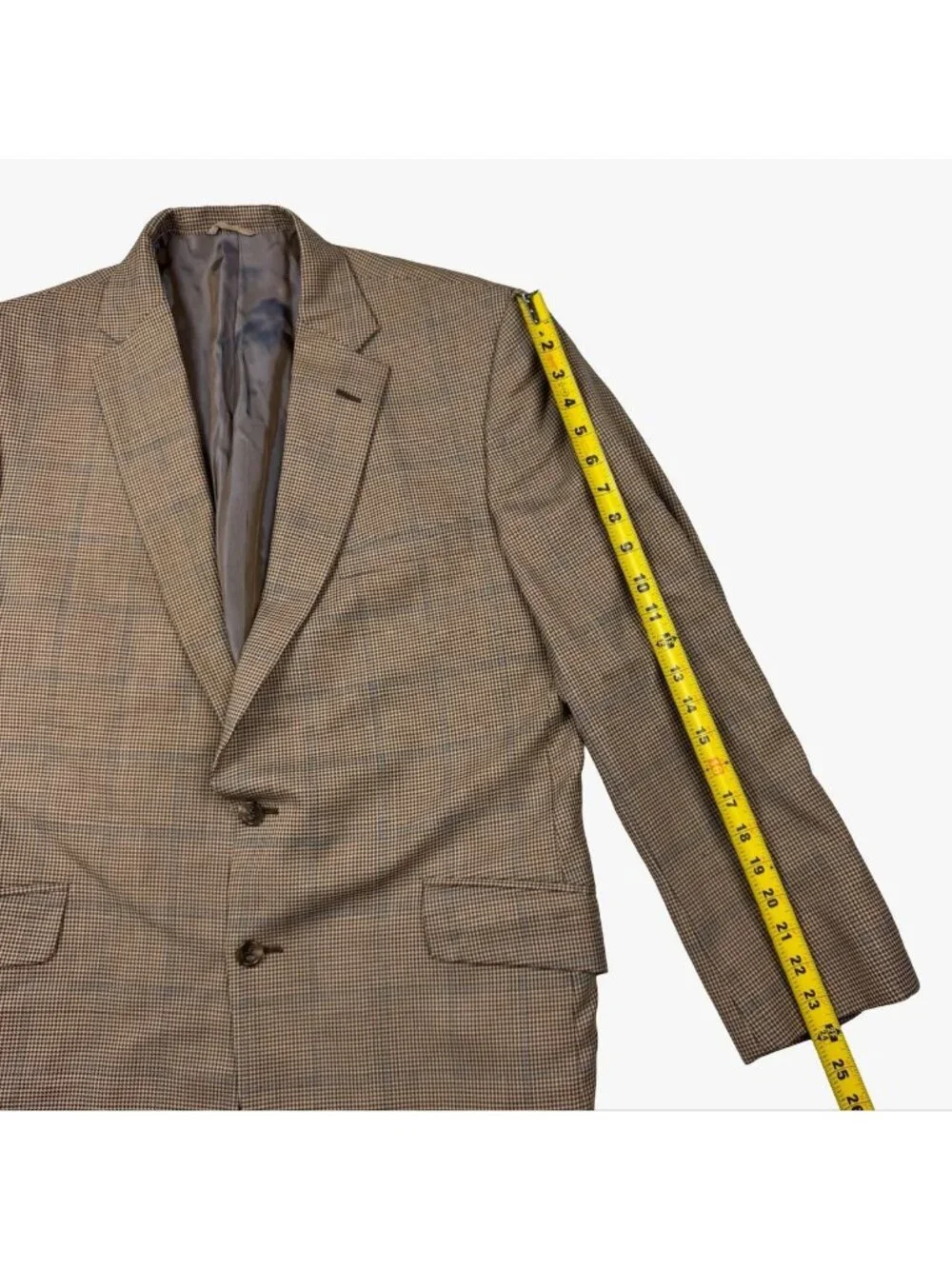 Innocenti Men’s Bespoke Custom Surgeons Cuffs Blazer Brown Windowpane • 44R